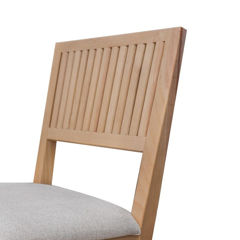 Izya Dining Side Chair Set of 2, Fluted, White Polyester, Brown Solid Wood