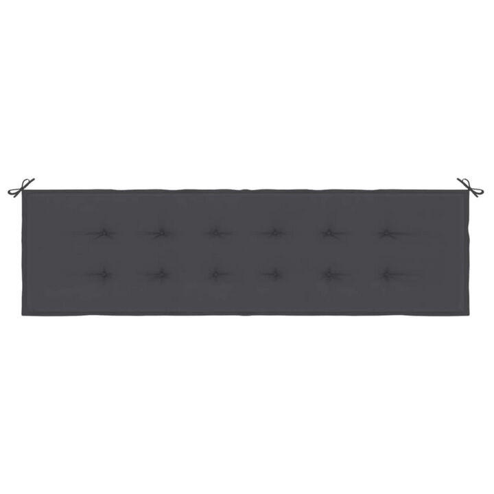 Claire Outdoor Cushion for Bench with Tie Ropes, Gray Oxford Fabric - Benzara