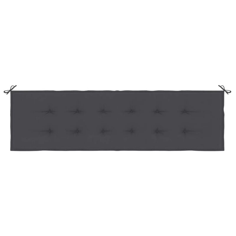Claire Outdoor Cushion for Bench with Tie Ropes, Gray Oxford Fabric - Benzara
