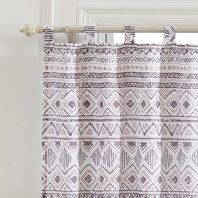 Greenland Home Fashions Barefoot Bungalow Denmark Simple Geometric Motifs Window Panel and Tie Back With 3" Rod Pocket - 4-Piece - 42X84", Ivory