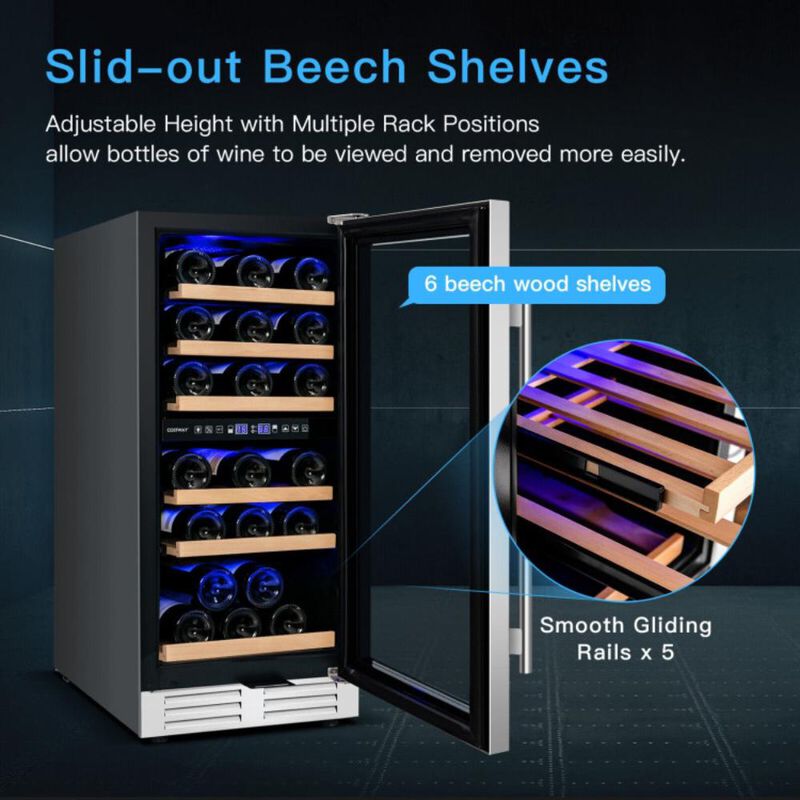 Costway 30-Bottle Freestanding Wine Cooler with Temp Memory and Dual Zones