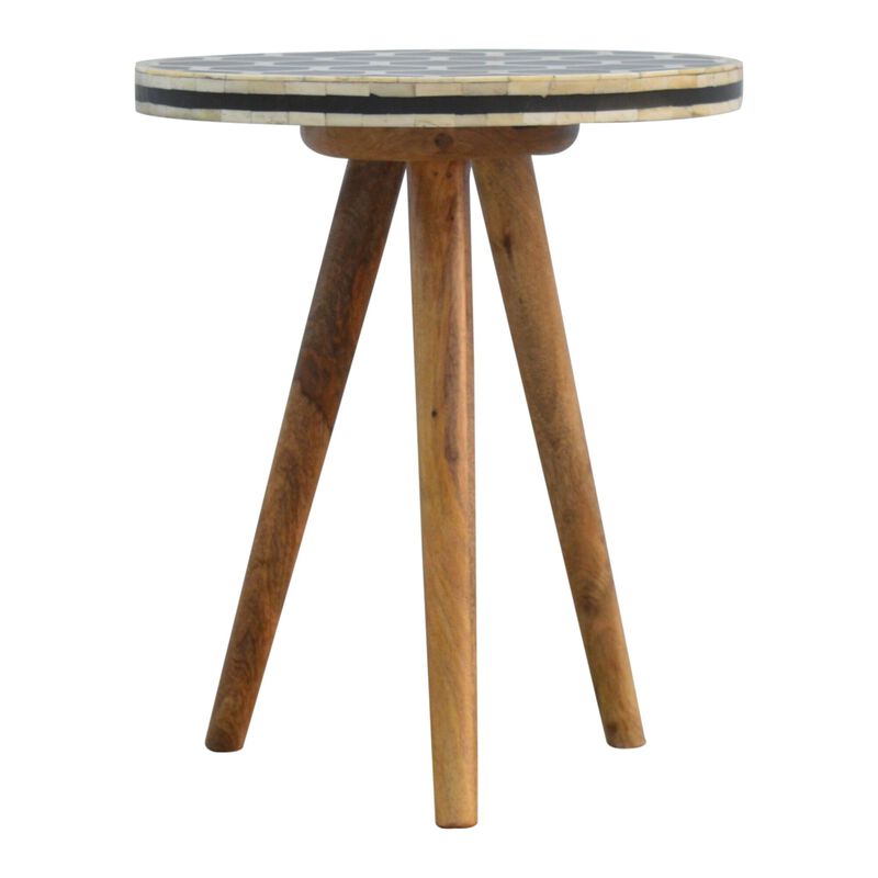 Solid Wood Bone Inlay Tripod Stool