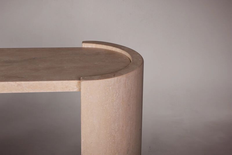 D-Shaped Travertine Console Table 60"