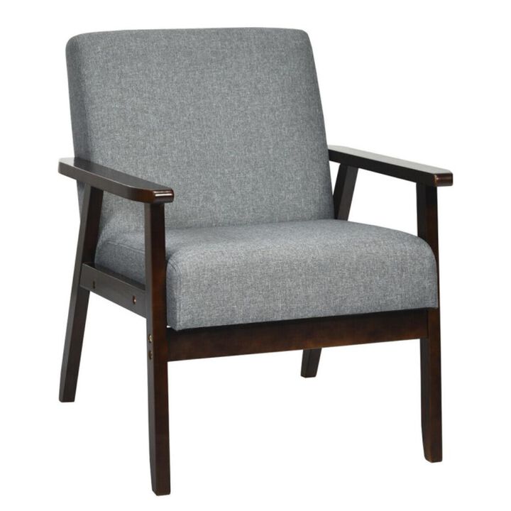 Hivvago Solid Rubber Wood Fabric Accent Armchair
