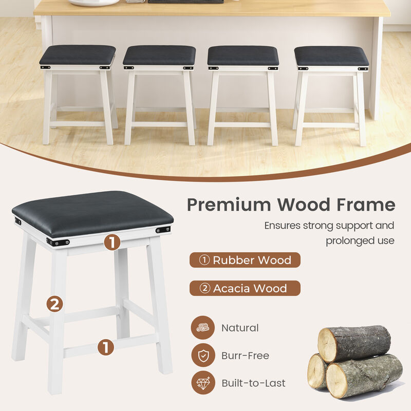 Set of 2 24/30 Inch Dining Bar Stool with Acacia Wood Frame-24 inches