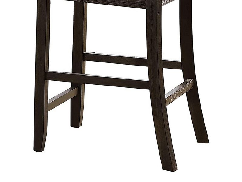 Wooden Counter Height Side Chair with Ladder Backrest, Set of 2, Dark Brown - Benzara
