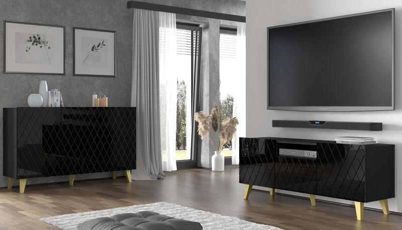 Buffet DIUNA 3D 57'' Commode Milled MDF Fronts, White High Gloss