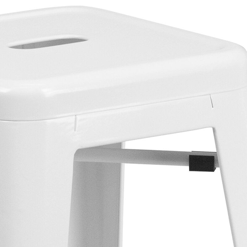 Flash Furniture Commercial Grade 30" High Backless White Metal Indoor-Outdoor BarStool with Square Seat