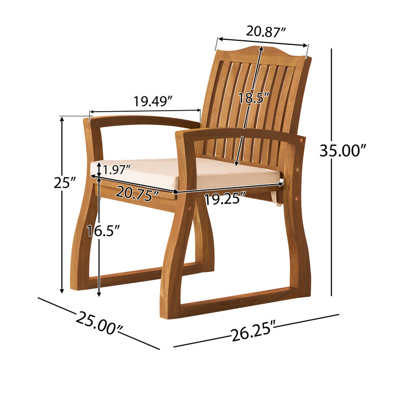 Merax Acacia Wood Dining Chairs for Outdoor ( 2 PCS)