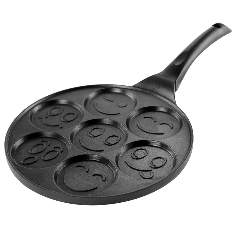 MegaChef Happy Face Emoji 10.5 Inch  Aluminum Nonstick Pancake Maker Pan with Cool Touch Handle
