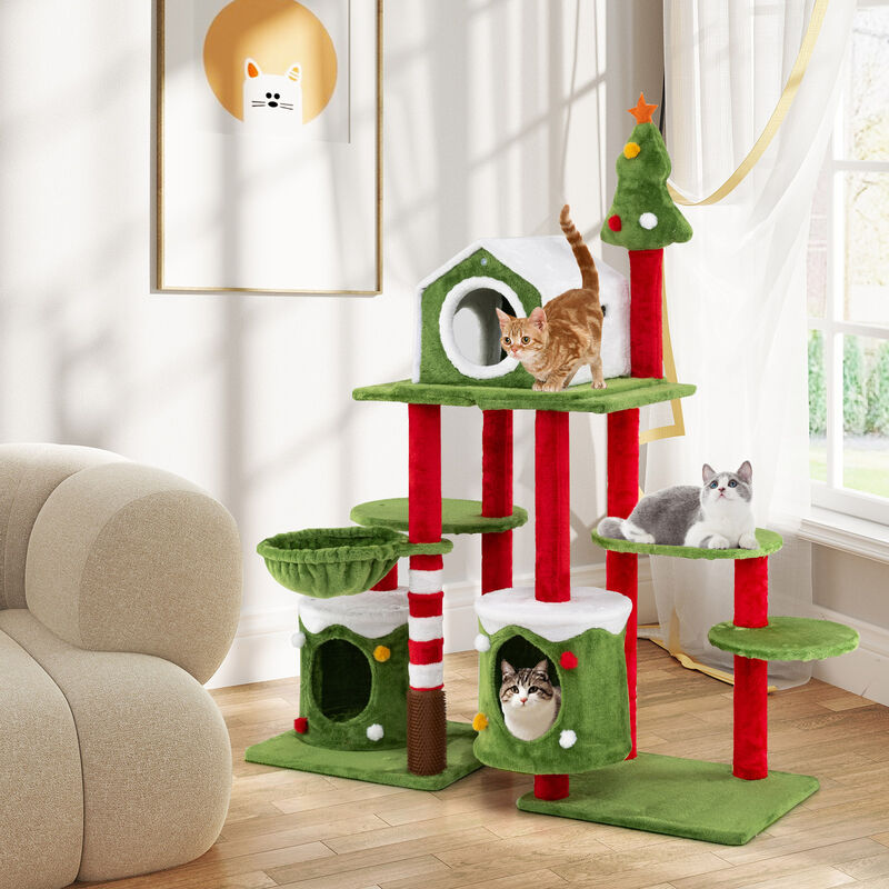 Tall Cat Tree Tower Multi-level Pet Climbing and Jumping Tower Furniture with Condos