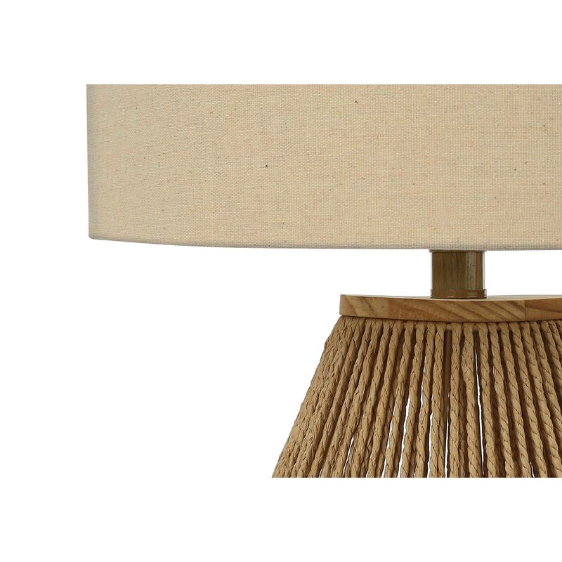 Monarch Specialties I 9628 - Lighting, 22"H, Table Lamp, Brown Rope, Beige Shade, Transitional