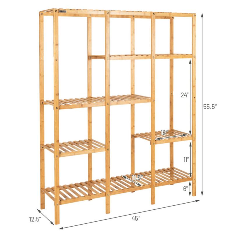 Hivvago Multifunctional Bamboo Shelf Storage Organizer Rack