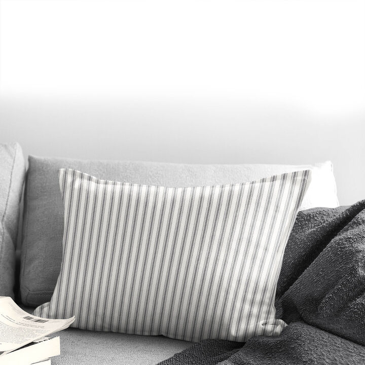 6ix Tailors Fine Linens Cruz Ticking Stripes Gray/Ivory Decorative Throw Pillows