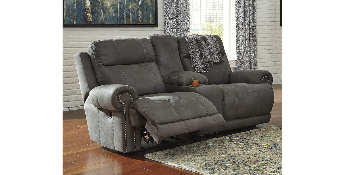 Austere Reclining Loveseat W/Console