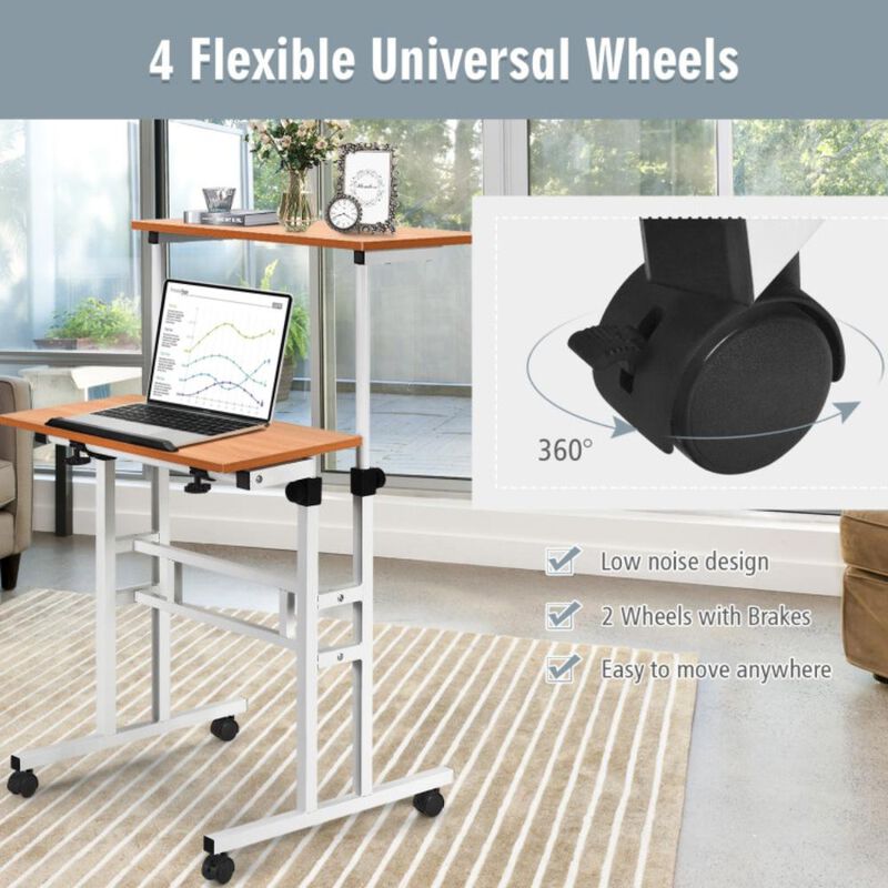 Hivvago 2 in 1 Height Adjustable Sit Standing Computer Desk