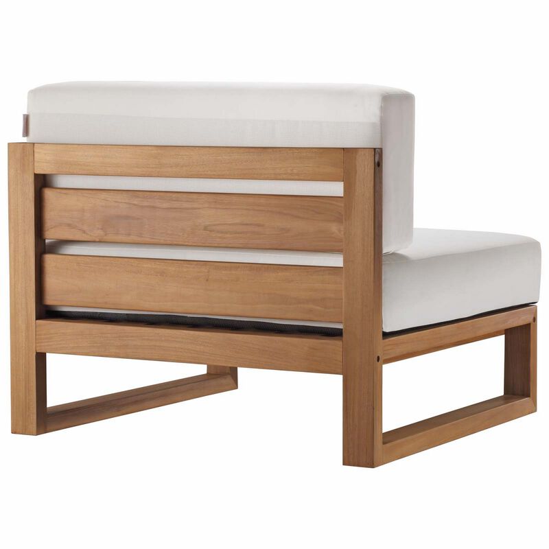 Upland Outdoor Patio Teak Wood 3-Piece Sectional Sofa Set-Benzara