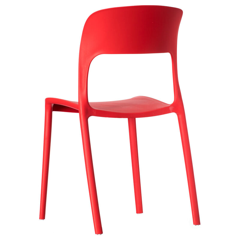Modern Plastic Outdoor Dining Chair with Open Curved Back, Yellow Set of 2