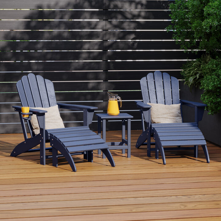 WestinTrends 5-Piece Adirondack Chair with Folding Ottoman and Table Set