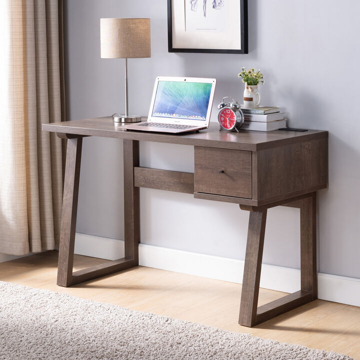 Walnut Oak Home Office Desk with Side Drawer