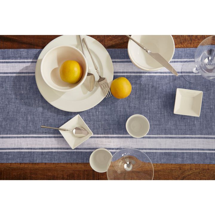 Solino Home 100% Pure Linen Table Runner | Farmhouse Stripe