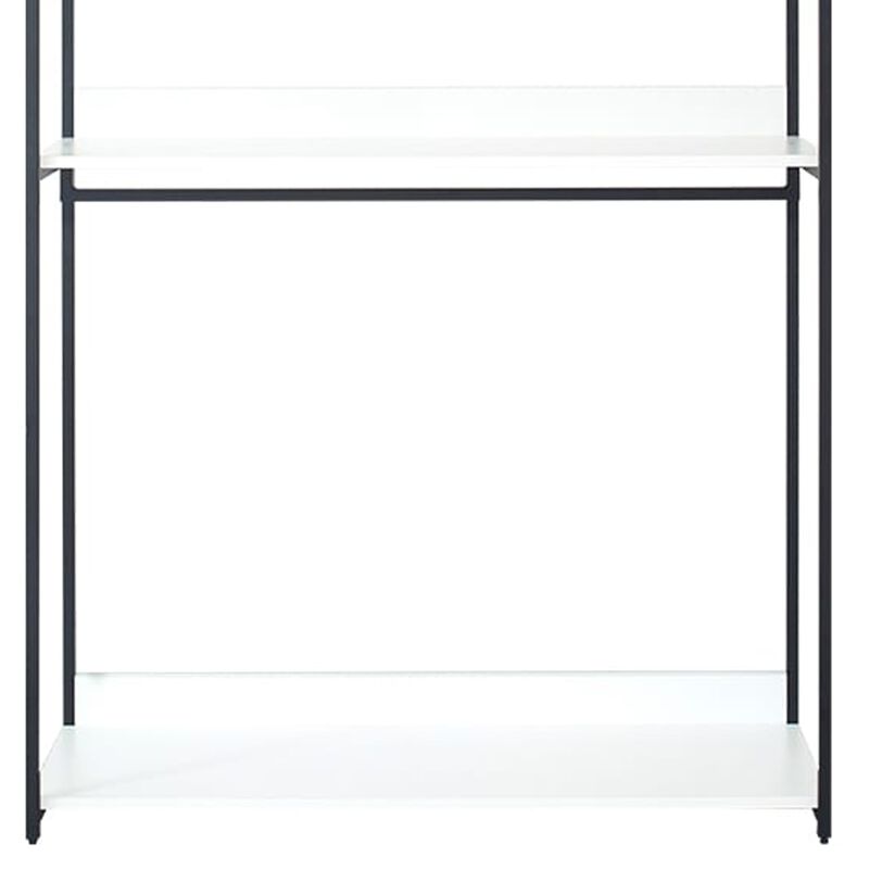 Cox Modular Closet System, 3 Wide White Board Shelves and Black Metal Frame