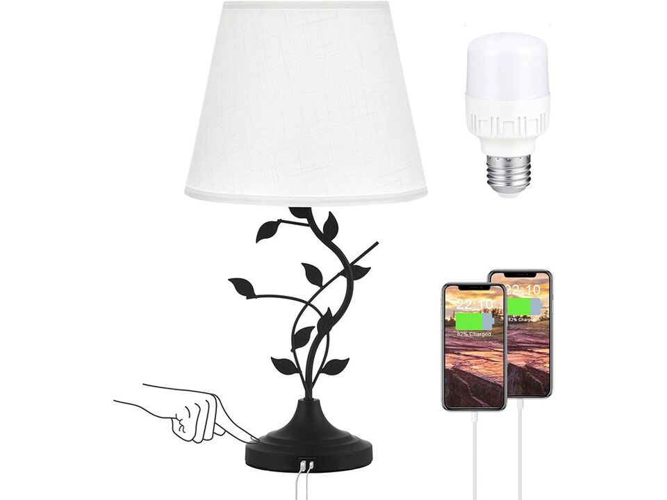 Table Lamp Bedside Lamp with USB C Charging Ports