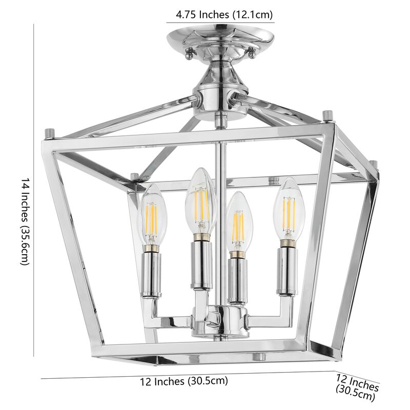 Plains 4-Light Iron Modern Farmhouse Pagoda LED Semi Flush Mount Lantern