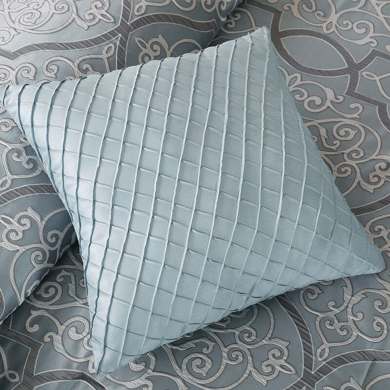 Gracie Mills Tommie 12-Piece Damask Comforter Set with Cotton Bed Sheets