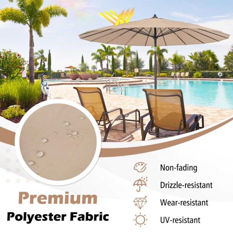 Hivvago 9 Feet Round Patio Umbrella with 18 Fiberglass Ribs