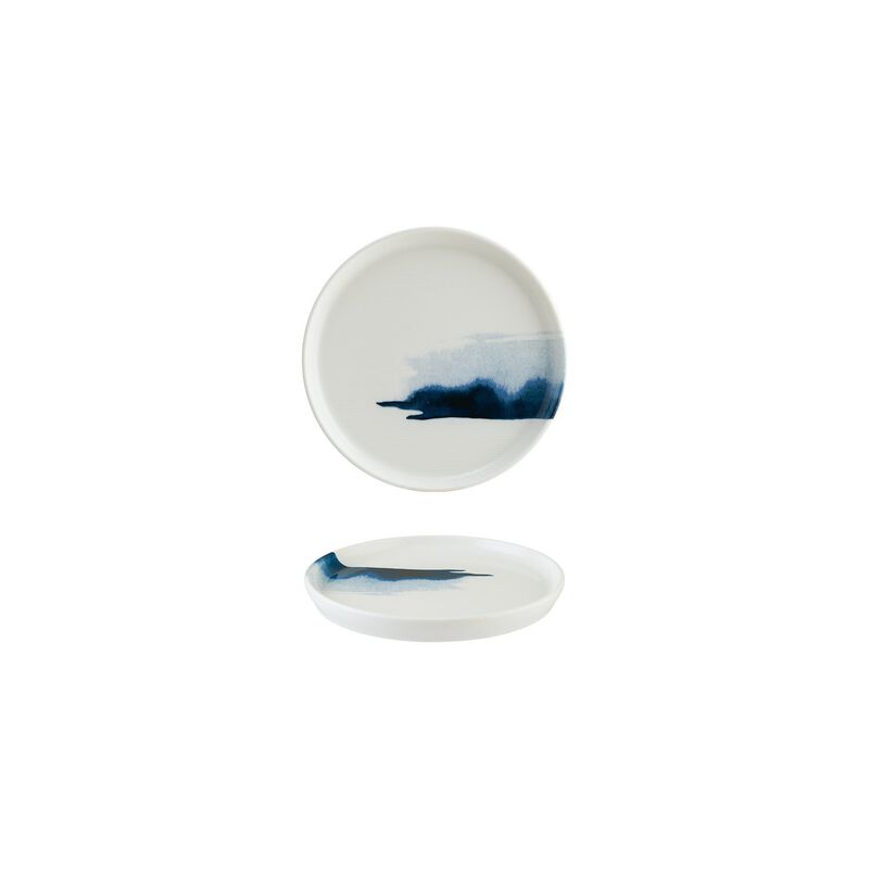 Blue Wave dia.6.25" Round Decorated Porcelain Plate (Set of 4)