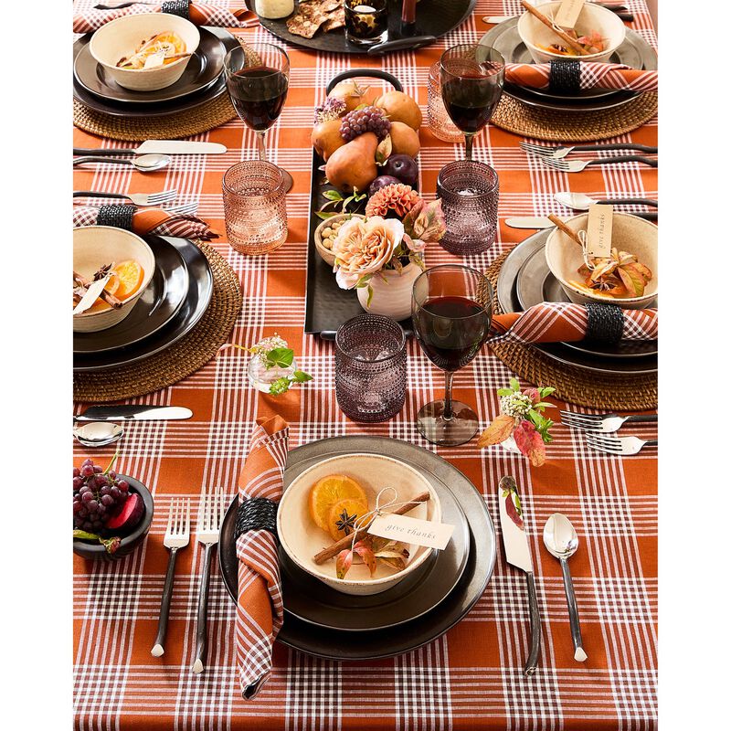 Solino Home 100% Pure Linen Table Throw 52 x 52 Inch | Glen Check for Thanksgiving, Christmas