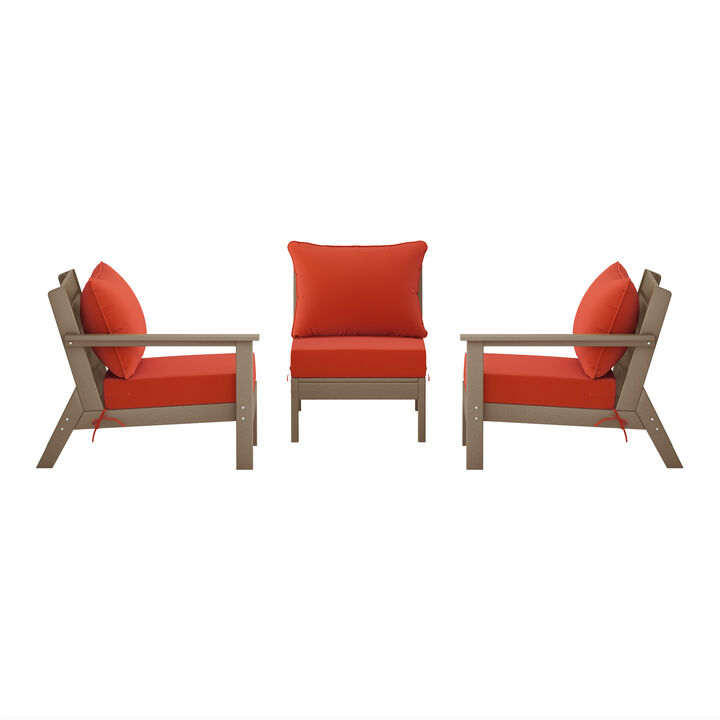 WestinTrends Outdoor Patio HDPE Sectional Sofa with Patio Cushions