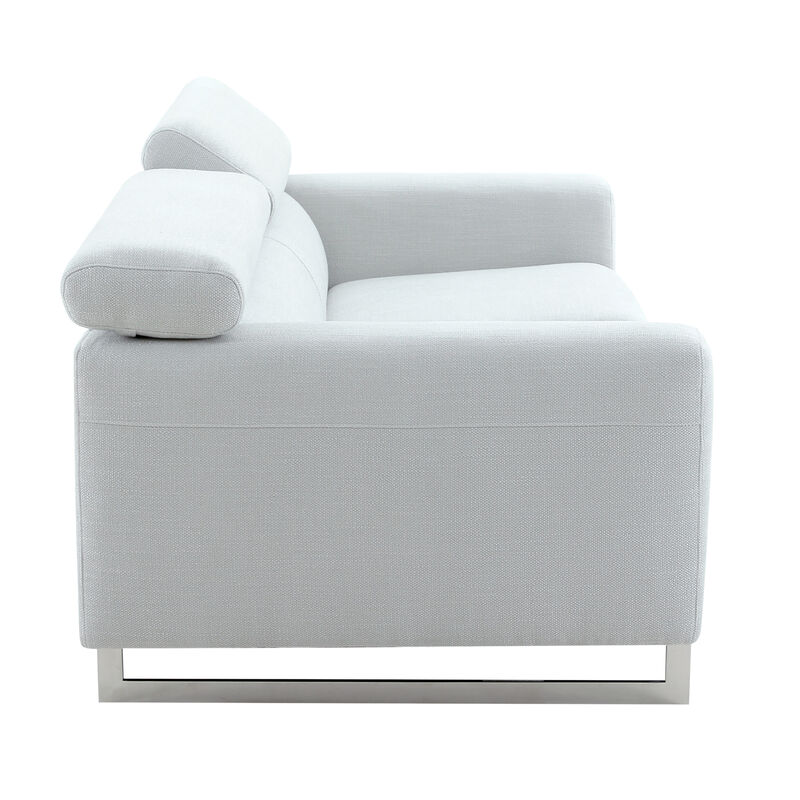 Pasargad Home Noho Serena Modern Loveseats with Adjustable Headrests, Silver