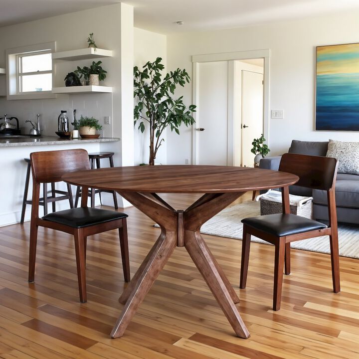 Starlight Canyon Home Brown Round Pedestal Dining Table – Elegant Dining Table for 4 Persons