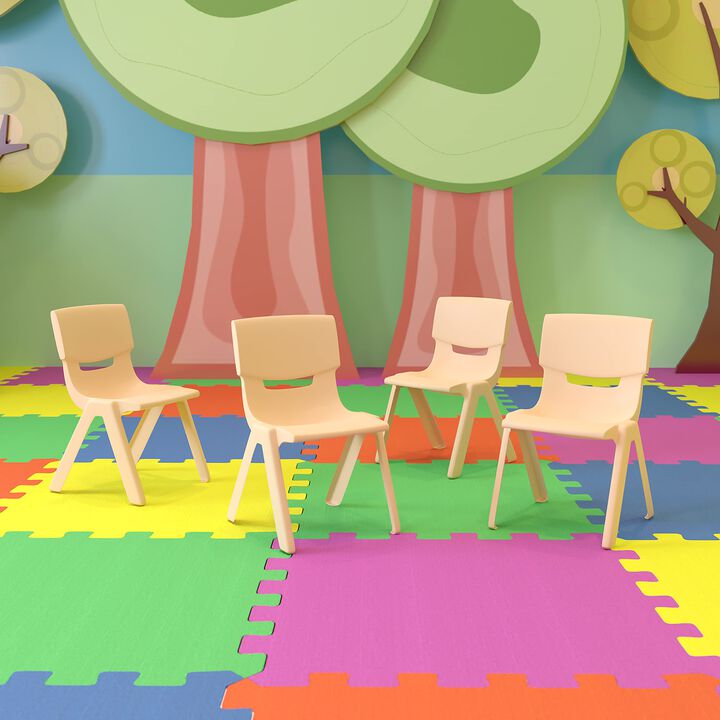 Flash Furniture Whitney 4 Pack Natural Plastic Stackable School Chair with 10.5" Seat Height