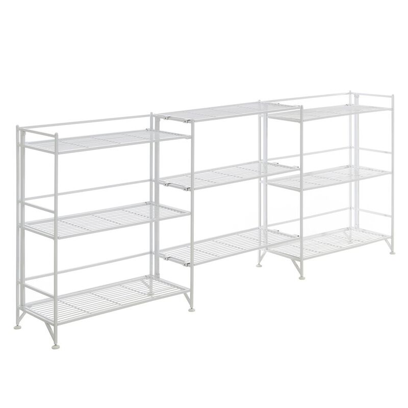 Convenience Concepts Xtra Storage 3 Tier Wide Folding Metal Shelves with Set of 3 Extension Shelves