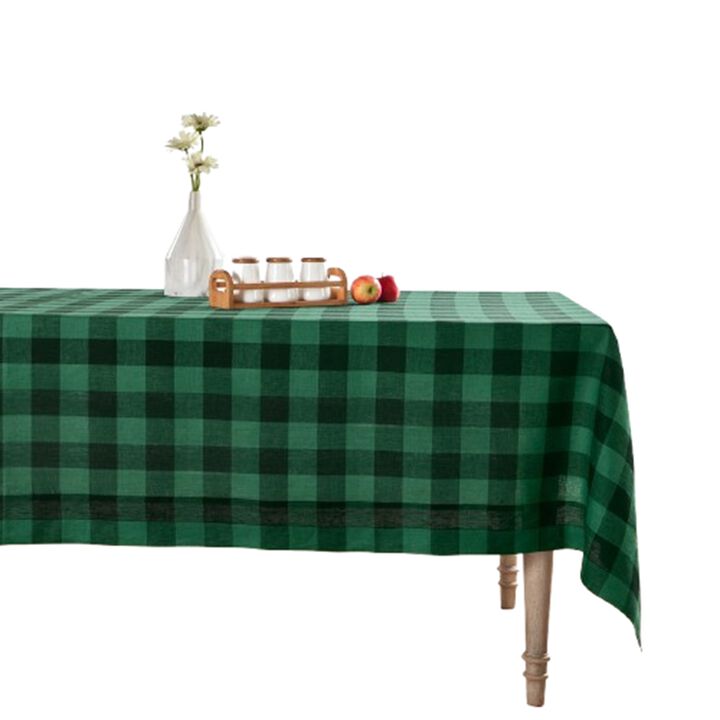 Solino Home 100% Pure Linen Tablecloth | Buffalo Check Dining Table Cloth