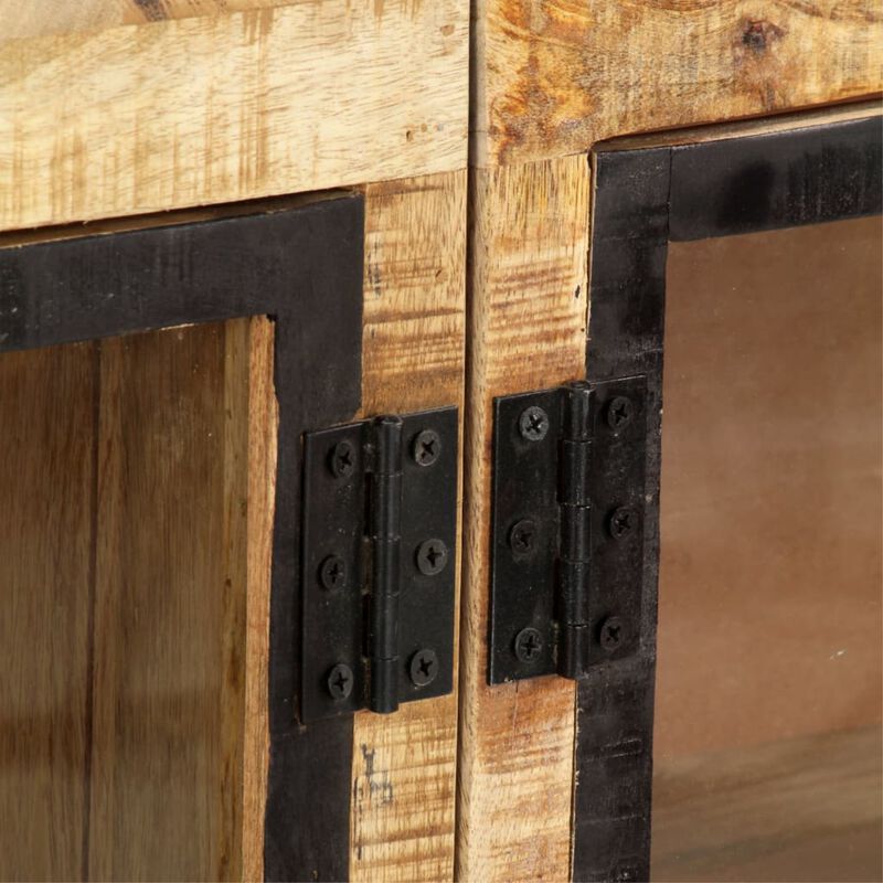 vidaXL Sideboard Brown and Black 63"x11.8"x31.5" Solid Rough Mango Wood