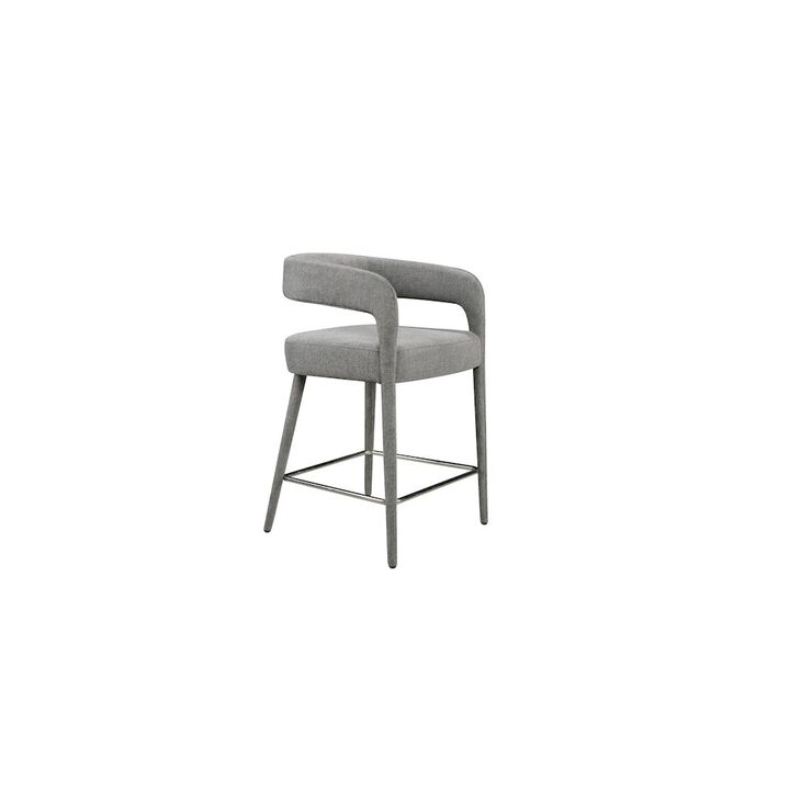 Galway Counter Chair in Dark Gray Linen Fabric on Metal Frame