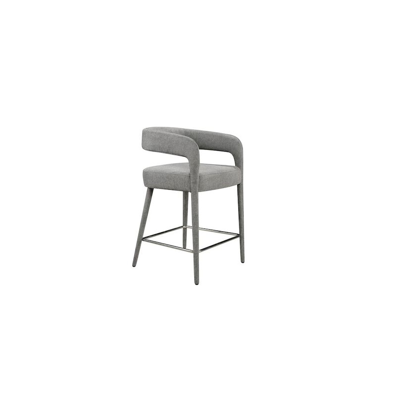 Galway Counter Chair in Dark Gray Linen Fabric on Metal Frame