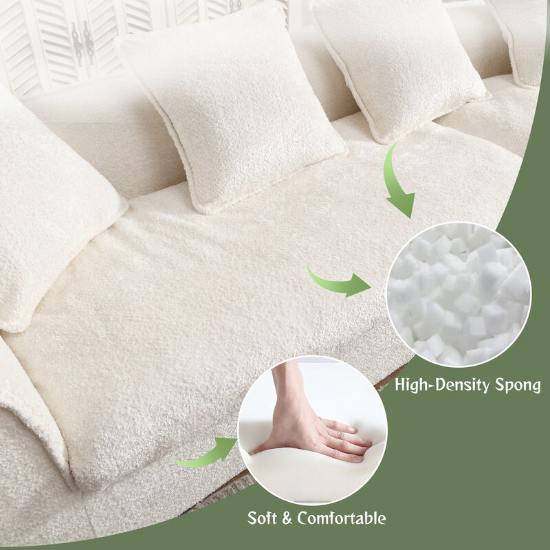 Merax 3-Seater Boucle Sofa with 5 Pillows