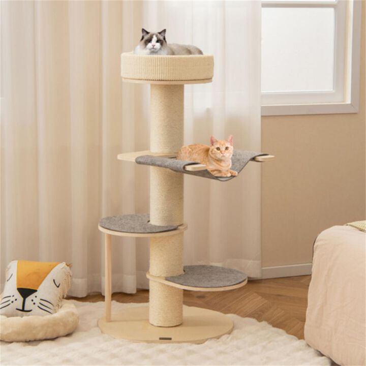 Cat Tree Climbing Frame Sturdy Design with Anti-Slip Pads for Safe & Fun Playtime for Cats