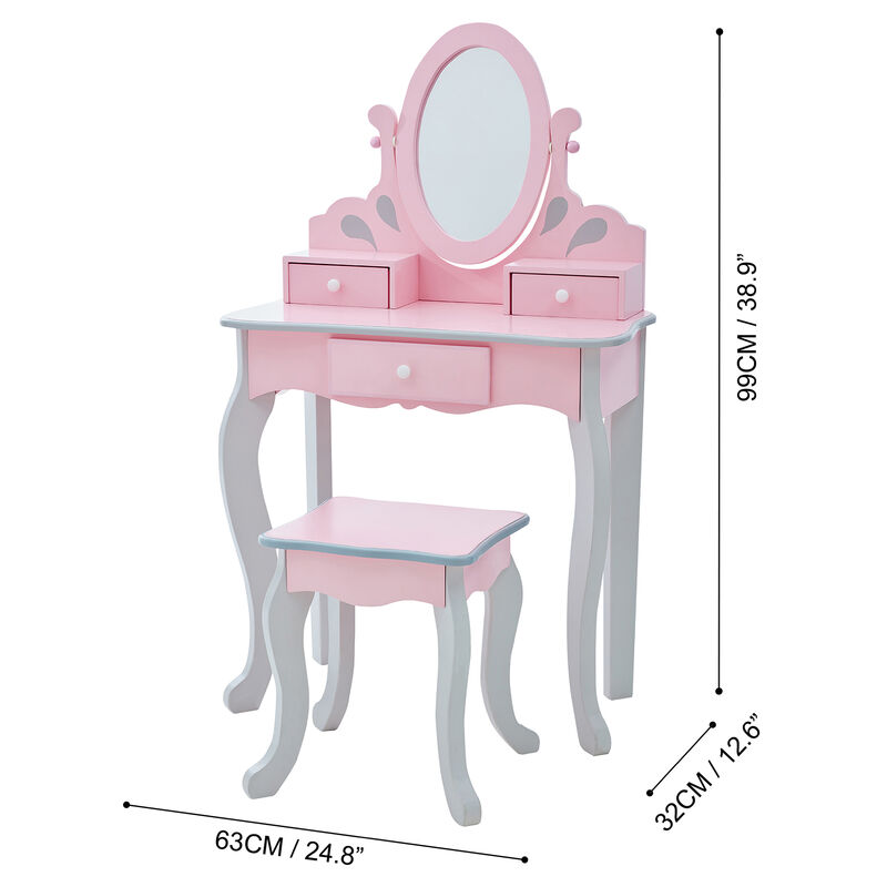 Fantasy Fields - Little Princess Rapunzel Play Vanity Set - Pink / Grey
