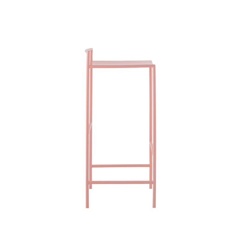 Svelte 30" Coastal Contemporary Iron Saddle-Seat Low-Back Bar Stool with Foot Rest