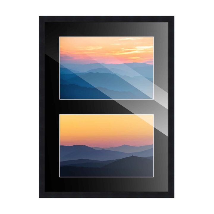 11x14 Wood Collage Frame with Black Mat for 2 5x7 Pictures