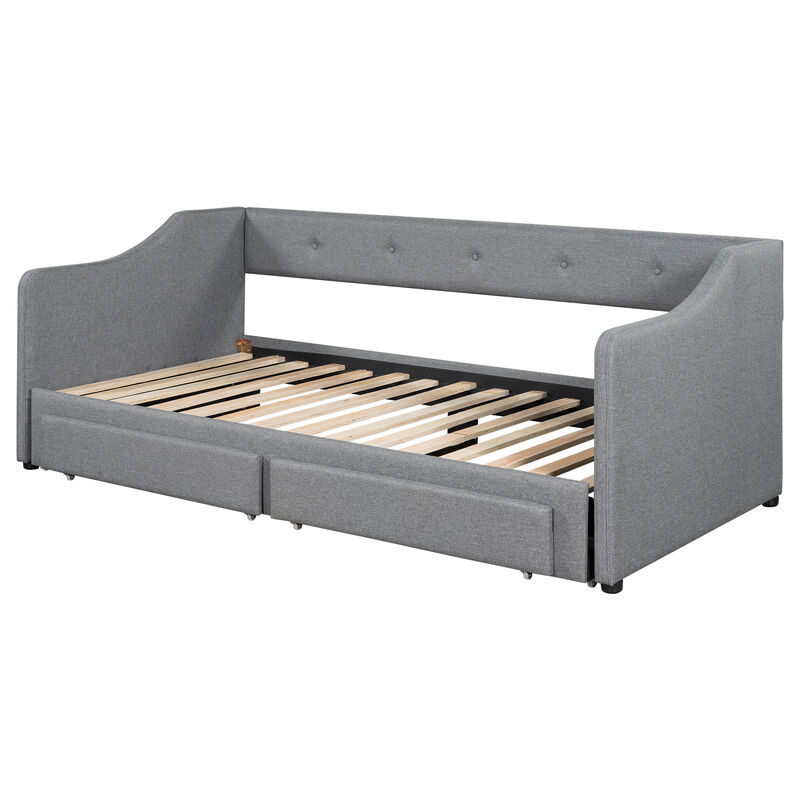 Merax Upholstered Daybed Bed with 2 Drawers