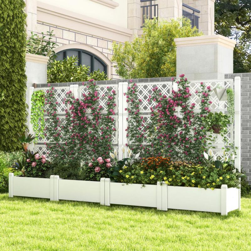 Hivvago Outdoor Planter Box Self-Watering Raised Garden Bed Trellis with Water Level Indicator