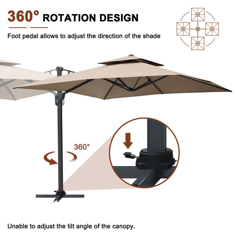 MONDAWE 10 ft. Square Offset Cantilever Outdoor Patio Umbrella