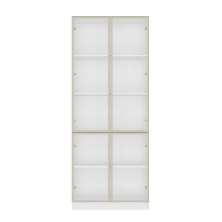 FUFU&GAGA Tall Wardrobe with Glass Doors and Adjustable Shelves for Closet or Wardrobe Room (31.5" W x 14.2" D x 78.7" H) White